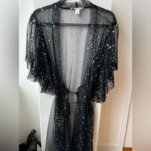 NWOT Victoria’s Secret Robe/Cover-Up | Size M/L | Sheer black with silver stars